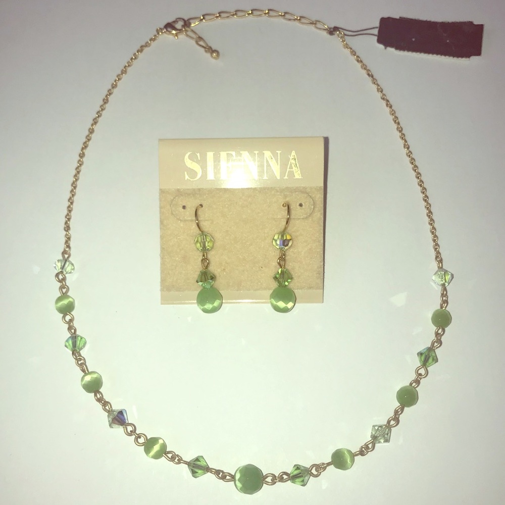 NWT Genuine Crystal Necklace & Earrings